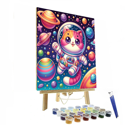 Space Cat Adventures Painting Number Kit