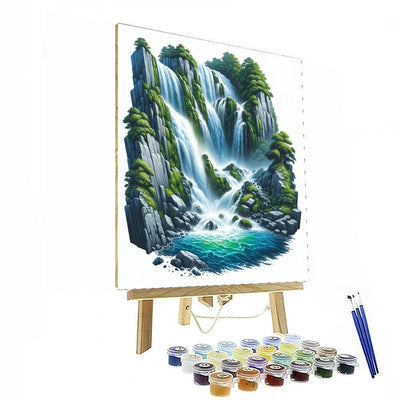 Wondrous Waterfall Bliss Number Painting