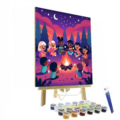 Cozy Campfire Night Paint By Numbers Art