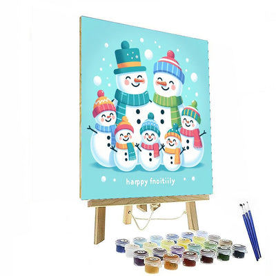 Whimsical Snowman Family Paint By Color