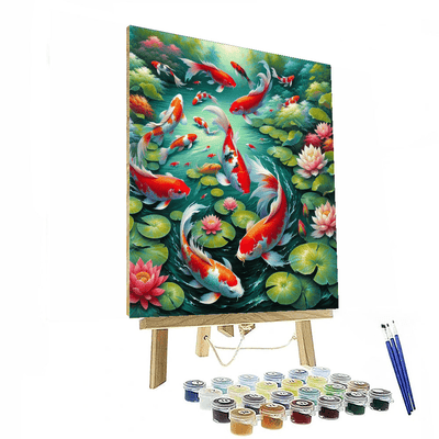 Colorful Koi Fish Pond Painting By Numbers Kit