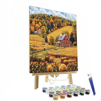 Grant Wood Inspired Rural Harvest Celebration  Paint By Numbers Art