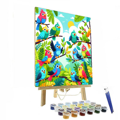 Joyful Jungle Birds Paint By Numbers Art