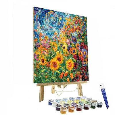 Van Gogh Inspired Exotic Floral Burst  Painting By Numbers Kit