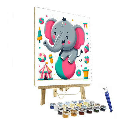 Funny Circus Elephant Number Painting