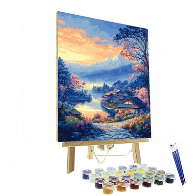 Katsushika Hokusai Inspired Hokusai's Tranquil Village  Numbered Painting Kits