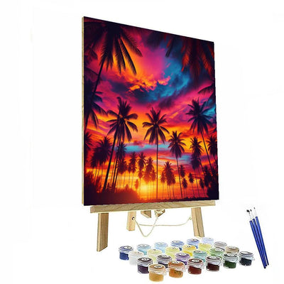 Tropical Paradise Sunset DIY Paint By Numbers