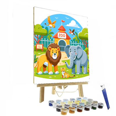 Friendly Zoo Expedition Paint By Numbers Art