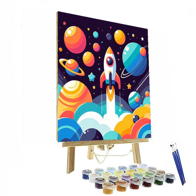 Space Adventure With Rockets Paint By Numbers