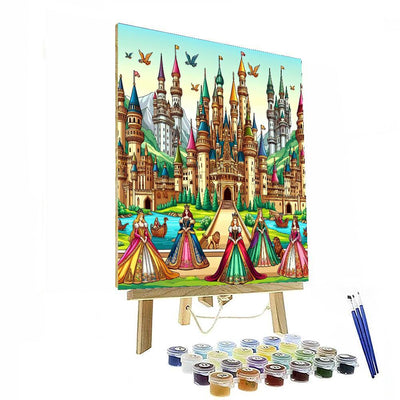 Royal Kingdom With Castles And Queens Paint By Numbers Art