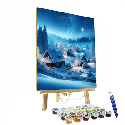 Snowy Village Charm Painting Number Kit