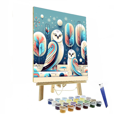 Winter Wonderland With Snowy Owls Numbered Painting Kits