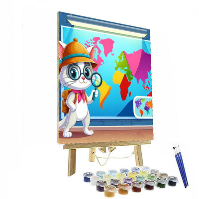 Explorer Cat's World Map Paint By Numbers