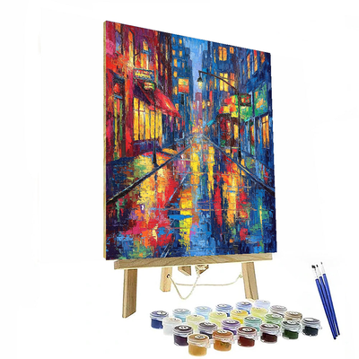 Leonid Afremov Inspired Whimsical Rainy Day  Number Painting