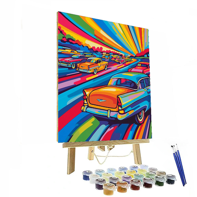 Roy Lichtenstein Inspired Vintage Car Rally  Numbered Painting Kits