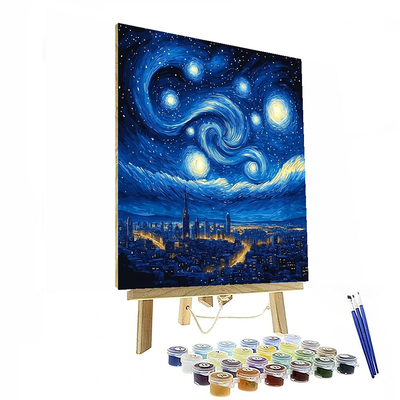 Vincent Van Gogh Inspired Dreamy Urban Silhouettes  Painting By Numbers Kit