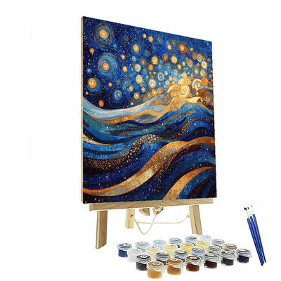 Gustav Klimt Inspired Cosmic Waves  Paint By Numbers