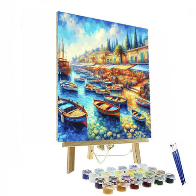 Sunlit Mediterranean Harbor DIY Paint By Numbers