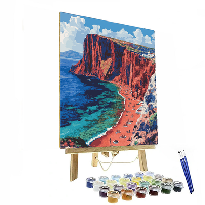 Santorini Red Beach - Greece DIY Paint By Numbers