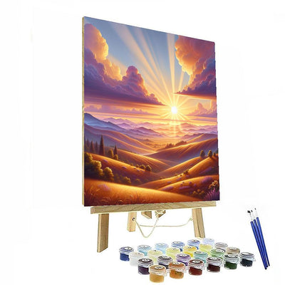 Tranquil Sunset Over The Hills Painting Number Kit