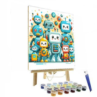 Cute Robot Friends Paint By Color