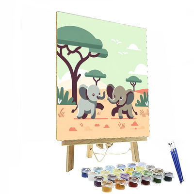 Safari Adventure With Giggling Elephants Paint By Number