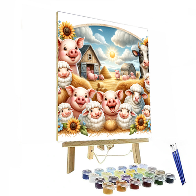 Cheerful Farm Animals Paint By Color