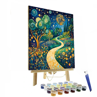 Gustav Klimt Inspired Celestial Garden Escape  Painting By Numbers Kit