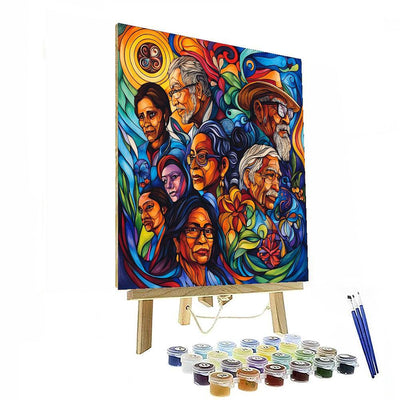 Diego Rivera Inspired Cultural Mosaic Harmony  Painting Number Kit