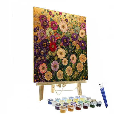 Gustav Klimt Inspired Dreamy Floral Composition  Paint By Numbers Art