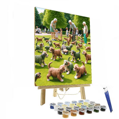 Playful Puppy Park Paint By Numbers Art