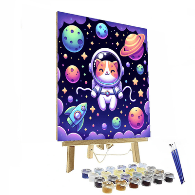 Galactic Adventure With Cosmic Kittens Numbered Painting Kits