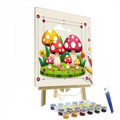 Whimsical Mushroom Number Painting