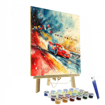 Lightning Mcqueen's Racing Fun - Disney Inspired Paint By Numbers Art