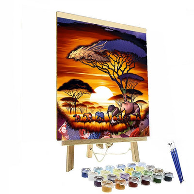 Safari Sunset Scene DIY Paint By Numbers