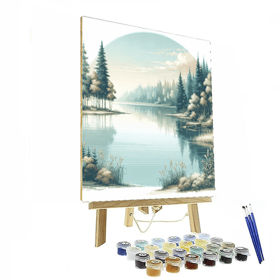 Soothing Lakeside Retreat Painting Number Kit