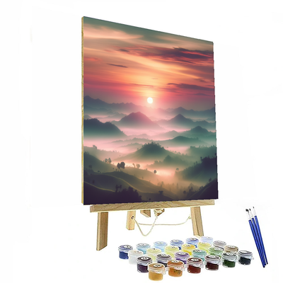 Sunrise Over Misty Hills Painting By Numbers Kit