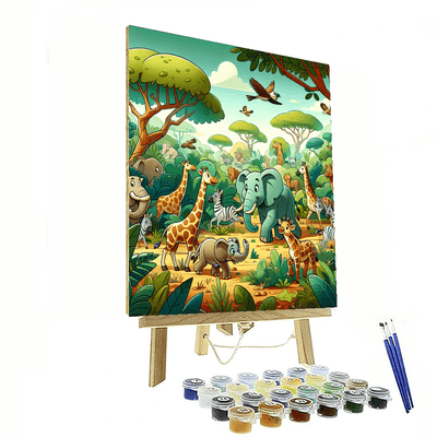 Cheerful Animal Safari Paint By Numbers Art