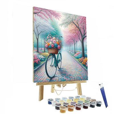 Vintage Bicycle Through The Blossoms Numbered Painting Kits