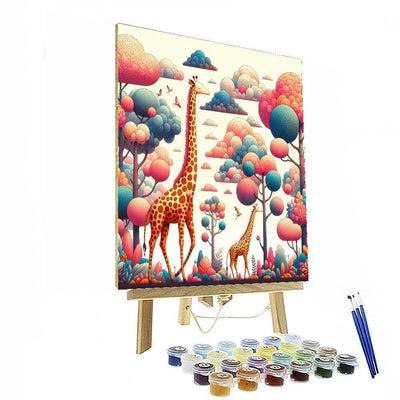 Whimsical Giraffe Adventure Painting Number Kit
