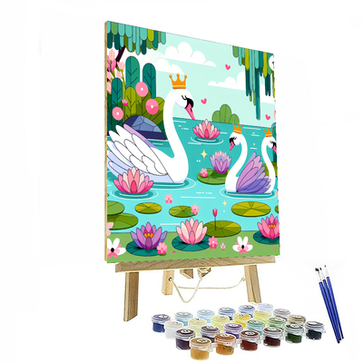 The Royal Ball With Elegant Swans Numbered Painting Kits