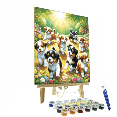 Playful Puppy Adventure Painting Number Kit