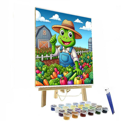 Cheerful Farmer Frog DIY Paint By Numbers