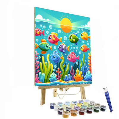 Cheerful School Of Fish Number Painting