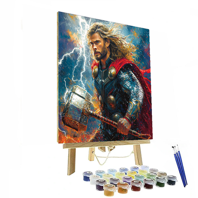 Chris Hemsworth: A Thunderous Presence Of Mjolnir Paint By Numbers