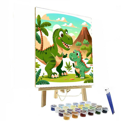 Whimsical Dinosaur Expedition Number Painting