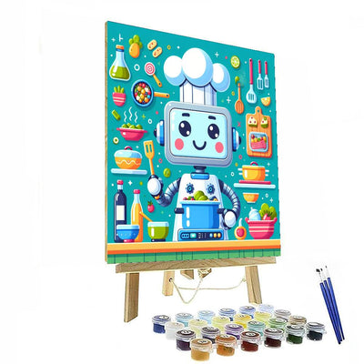 Friendly Robot Chef Paint By Numbers Art