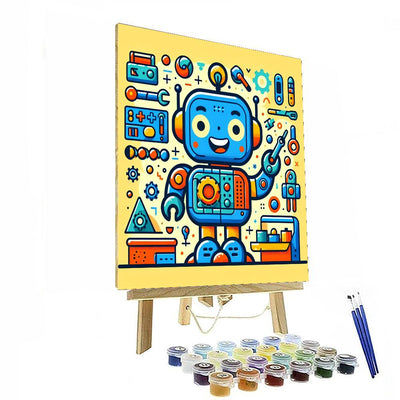 Joyful Robot Buddy Number Painting