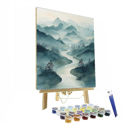 Zhao Mengfu Inspired Echoes Of Eternal River  Paint By Color