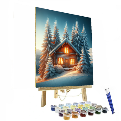 Serene Winter Cabin Paint By Number